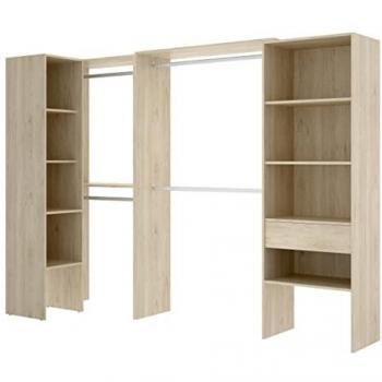 Composición Vestidor Esquinero Natural SUIT 1 con Cajón y Estantes - 187 cm (Alto) x 248 cm (Ancho) x 80 cm (Prof.)