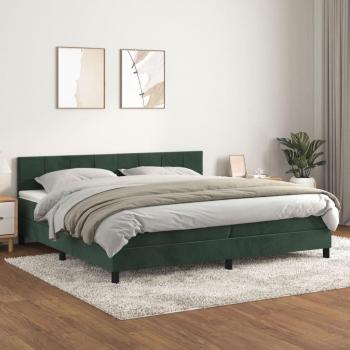 Cama box spring con colchón terciopelo verde oscuro 200x200 cm Vidaxl Verde