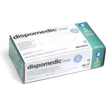 Guante de vinilo sin polvo 100 unidades talla L transparente suave para uso médico limpieza e higiene C.V Medica