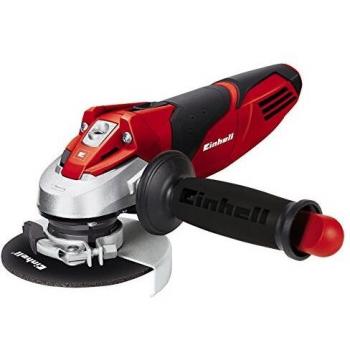 Amoladora Angular Einhell TE-AG 115 de 720W con Mango Auxiliar Regulable y Disco de 115mm, 11000 RPM, Color Negro y Rojo