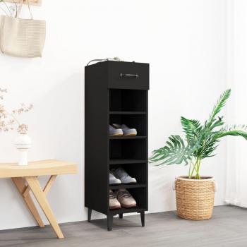 Zapatero negro de madera multicapa 30x35x105 cm