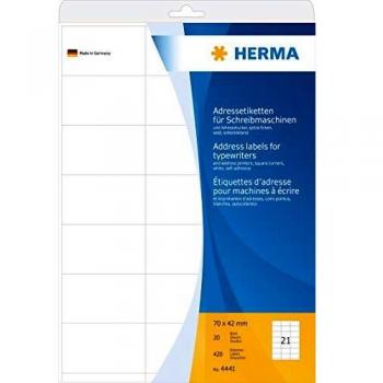 Etiquetas de Dirección HERMA 70 x 42 mm, Efecto Mate, Puntas Agudas, Paquete de 420 Unidades