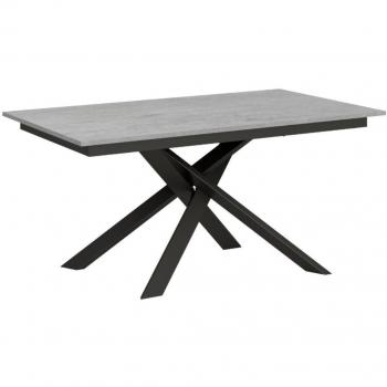 Mesa extensible Ganty 90x160/220 cm efecto cemento con borde y estructura antracita