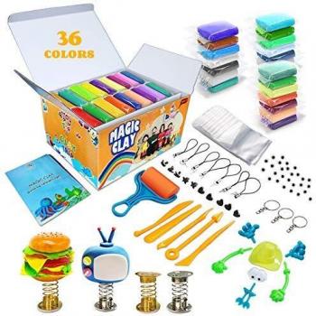 ESSENSON Kit de Arcilla de Modelado – 36 Colores de Arcilla mágica Seca al Aire, Suave y Ultra DIY Arcilla Moldeadora, Manualidades para niños, niños y niñas
