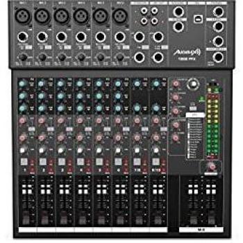 Audibax 1202 FFX - Mesa de Mezclas con 12 canales, Interfaz de Audio USB, Mesa Dj Analógica, Procesador de Efectos Integrado, 315 x 100 x 340 mm, Alimentación Phantom 48V