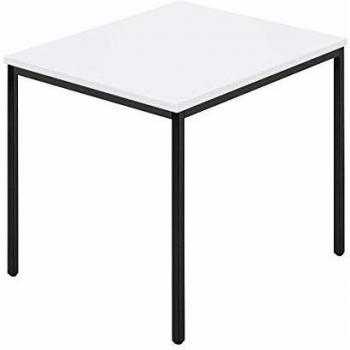 Mesa rectangular de tubo cuadrado revestido 800 x 800 mm blanca / antracita - Kaiserkraft