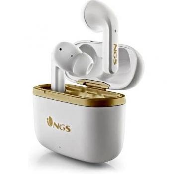 NGS Artica Trophy White Wireless Earphones with Active Noise Cancellation, Touch Control, 20 Hours Battery Life, USB-C Charging