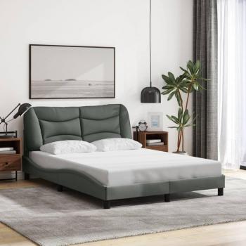 Cama tapizada con cabecero de tela gris oscuro 120x200 cm sin colchón