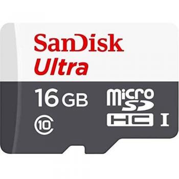 Tarjeta MicroSDHC Ultra Sandisk de 16GB Clase 10 con Adaptador SD
