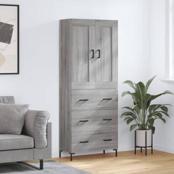 Aparador alto de madera contrachapada gris sonoma 69,5x34x180 cm