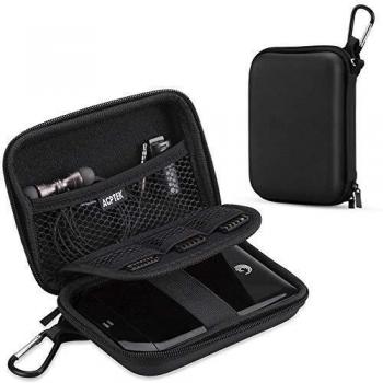 AGPTEK Funda de Disco Duro 2.5, Estuche Rígida Antigolpes con Cremallera para Disco Duro Externo Toshiba, WD My Passport, Seagate, Samsung 5T/3T, HDD, SSD, Lacie, U Disk,SD Card, USB Cable, Negro
