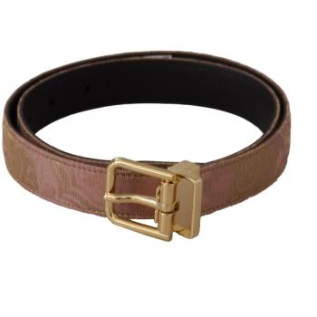 Dolce & Gabbana Rose Gold Leather Logo Engraved Metal Buckle Belt - 75 cm / 30 Inches