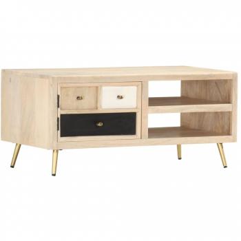 Mesa de centro Día y Noche en madera maciza de mango 90x45x40 cm