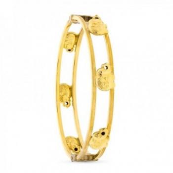 Pulsera Oro 18k Caña 11 mm. Brazalete Elefantes Detalle
