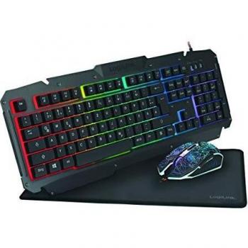 Set de Gaming LogiLink ID0185: Teclado y Ratón USB con Retroiluminación RGB, 2400 DPI y Alfombrilla Incluida