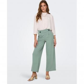 Pantalón de mujer largo de corte ancho en color verde