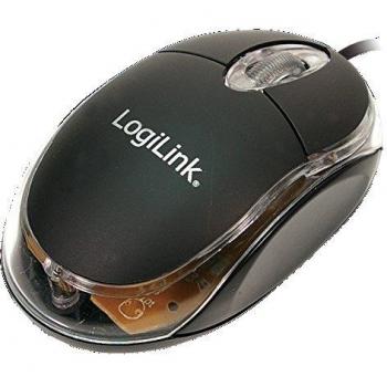 Ratón Óptico LogiLink Mini ID0010 Negro USB con LED Azul de Desplazamiento