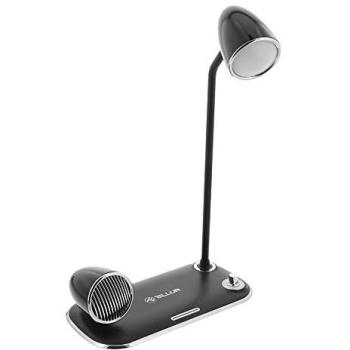 Lámpara de Escritorio Tellur Nostalgia con Cargador Inalámbrico 15W y Altavoz Bluetooth 5W, Negro