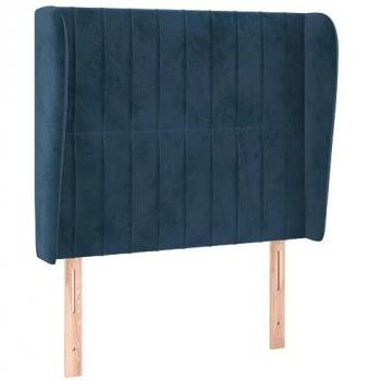 Cabecero con orejas de terciopelo azul oscuro 93x23x118/128 cm