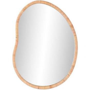 Espejo de pared ratán natural con cristal, dimensiones 78 x 4,5 x 107,5 cm