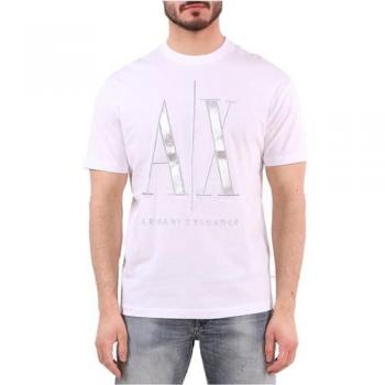 Camiseta Armani Exchange Hombre Comfort Fit Logo Metálico Blanca S