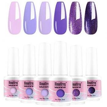 Bimatfrey Esmaltes de Uñas, Esmaltes en Gel Uñas UV LED, 6pcs Kit de Esmaltes Semipermanentes para Uñas, Kit de Esmaltes de Uñas en Gel Soak，Set de Regalo de Uñas de Gel de Colores