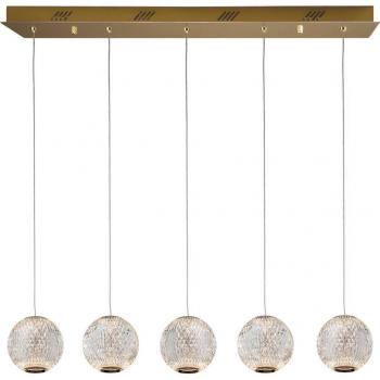 Lámpara colgante LED Schuller Valencia Austral oro/claro 5 luces largo