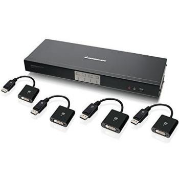 IOGEAR 4-Port Dual-Link DVI and DisplayPort KVMP Kit with 7.1 Audio, TAA Compliant, GCS1784DPKIT