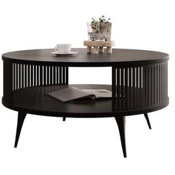 Mesa de centro redonda Oswego 118, aglomerado laminado, negro, 44cm de altura y 75cm de diámetro