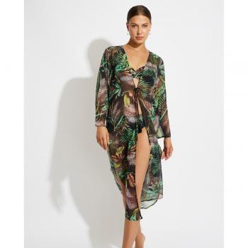 Vestido de playa Selmark con mangas largas estampadas