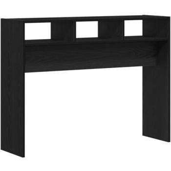 Mesa Consola Negra de Roble 105 x 30 x 80 cm - Madera Ingenierizada con Estantes Abiertos para Almacenaje Moderno