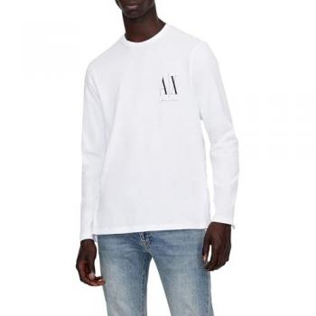 Camiseta de Manga Larga Hombre Armani Exchange, Logotipo Estampado, Color Blanco, Talla 2XL