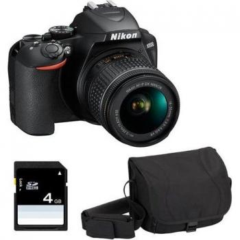 Cámara Réflex Digital Nikon D3500 con Lente AF-P DX 18-55mm f/3.5-5.6G VR, Bolsa y Tarjeta SD de 4GB