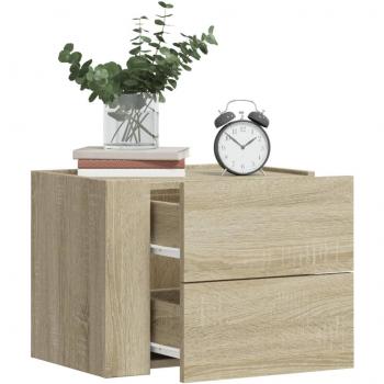 Mesitas de noche de pared 2 unidades 45x30x35 cm en Blanco, Negro y Roble Sonoma para habitación, dormitorio, salón y estudio - Mesa auxiliar vidaXL