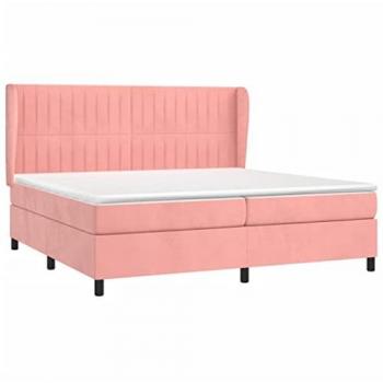 Cama box spring con colchón terciopelo rosa 200x200 cm Vidaxl Rosa
