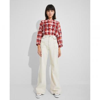 Naëlle - Camisa de mujer de manga larga de cuadros