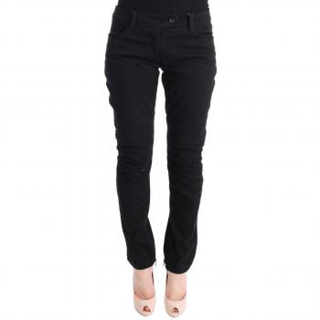 ERMANNO SCERVINO Women Cotton Slim Fit Casual Pants - IT46|XL, Chic Black Slim Fit Trousers