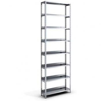 Estantería atornillable para archivadores galvanizada, altura de estantería 2550 mm, estantería básica, dimensiones 750 x 300 mm