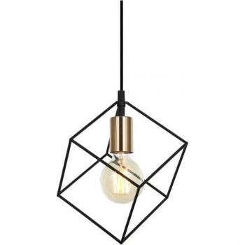 Lámpara Colgante Moderna Morestel Negra y Dorada, 1 Luz, Pantalla Regulable E27