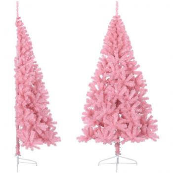 vidaXL Artificial Half Christmas Tree with Stand Pink 240 cm PVC