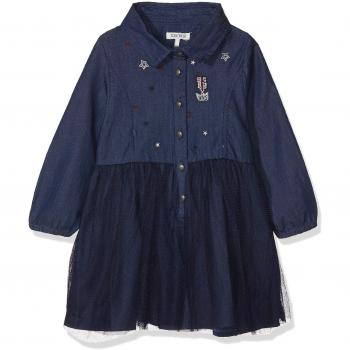 IKKS Robe Manches Longues, Vestido para Bebés, Bleu