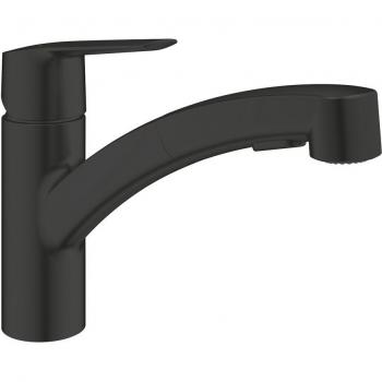 Grifo Monomando Grohe Start Mezclador de Fregadero con Teleducha Extraíble, Negro Mate (303072431)