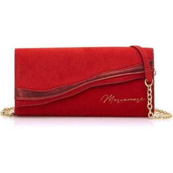 Bolso de Mano Wavy Rojo Mariamare para Mujer con Multiposición en Antelina y Detalles Metalizados