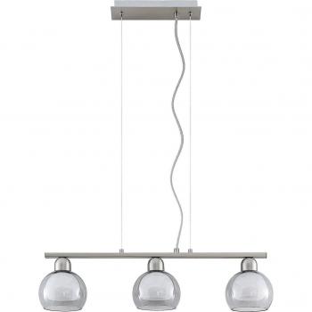 Lámpara colgante moderna Lucande Kaiya de metal y vidrio, 3 luces E14, diámetro 14 cm, diseño alargado para salón y comedor