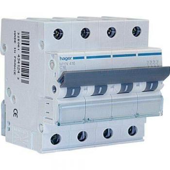 Interruptor Automático Magnetotérmico Hager 4P 10A 4,5kA C 4M MYN410