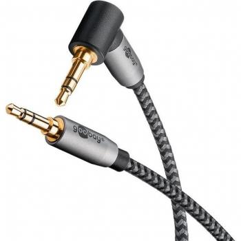 Cable de audio AUX 3.5mm macho a macho con conector en ángulo de 90°, longitud 0.5m, recubierto de oro y blindado magnéticamente