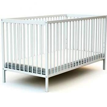 Cuna de Madera Blanca 70x140 cm Essencial con Somier Ajustable y Transformable en Cama Junior
