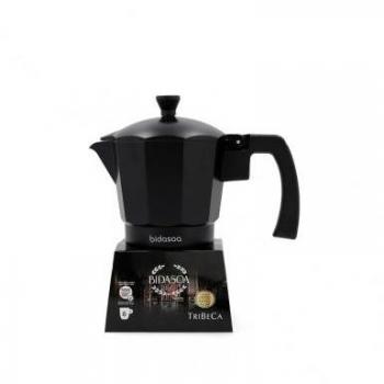 Cafetera Italiana Bidasoa Tribeca para 6 Tazas en Aluminio Fundido con Base de Acero