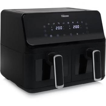 Tristar FR-9040 Freidora Doble 8 L Independiente 2700 W Freidora de Aire Caliente Negro, Sin Aceite, 2 Cestas 4L (8L Total) con Ventana