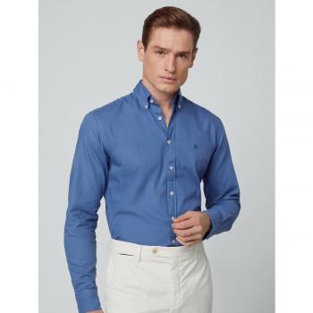 Camisa HACKETT HM309621 - 100% Algodón en color azul marino con corte slim para hombre